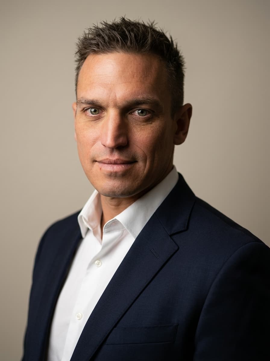 Headshot of Alex Kowtun in a navy suit