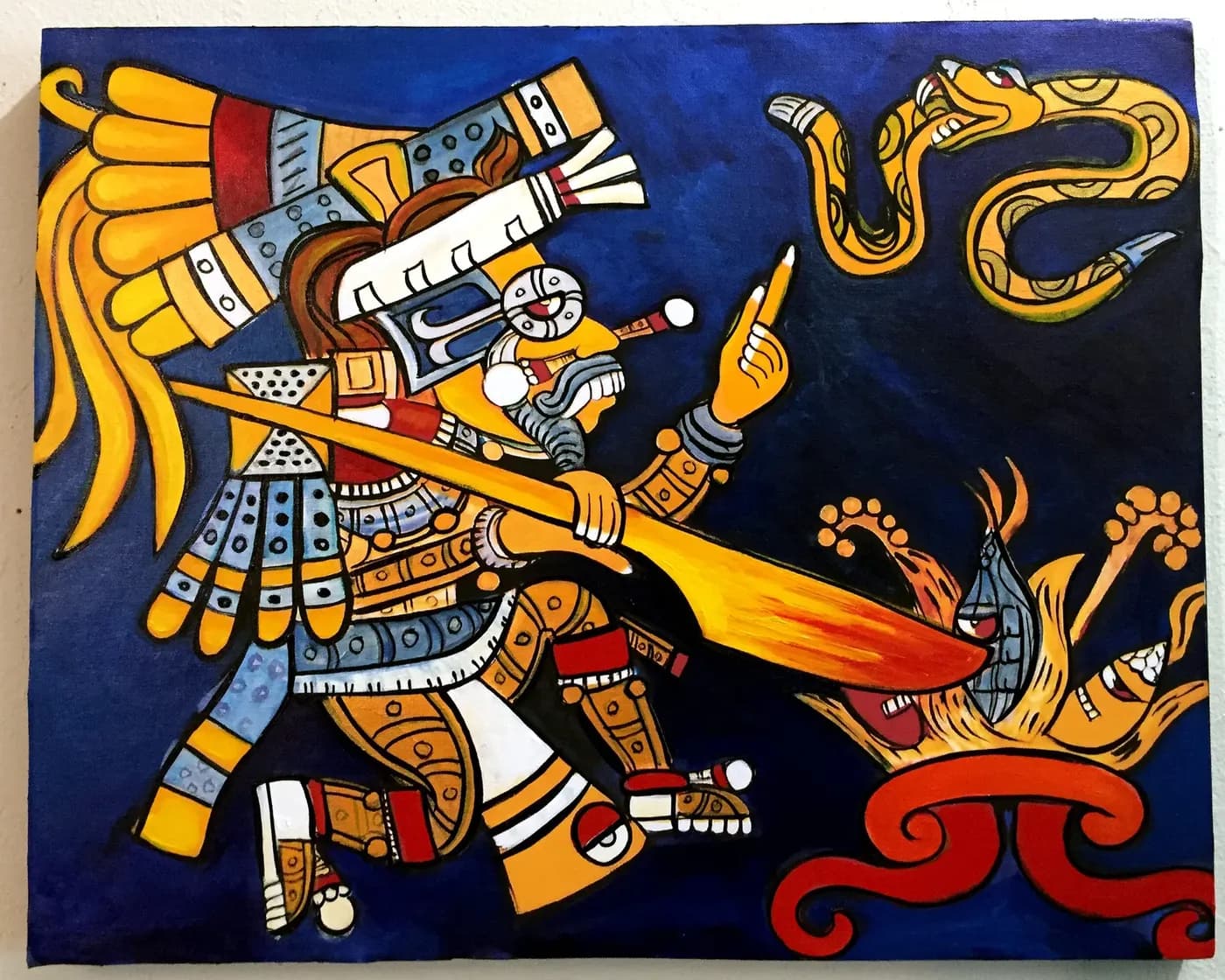 Tlaloc, Aztec codex-style painting by Sean Levon Nash