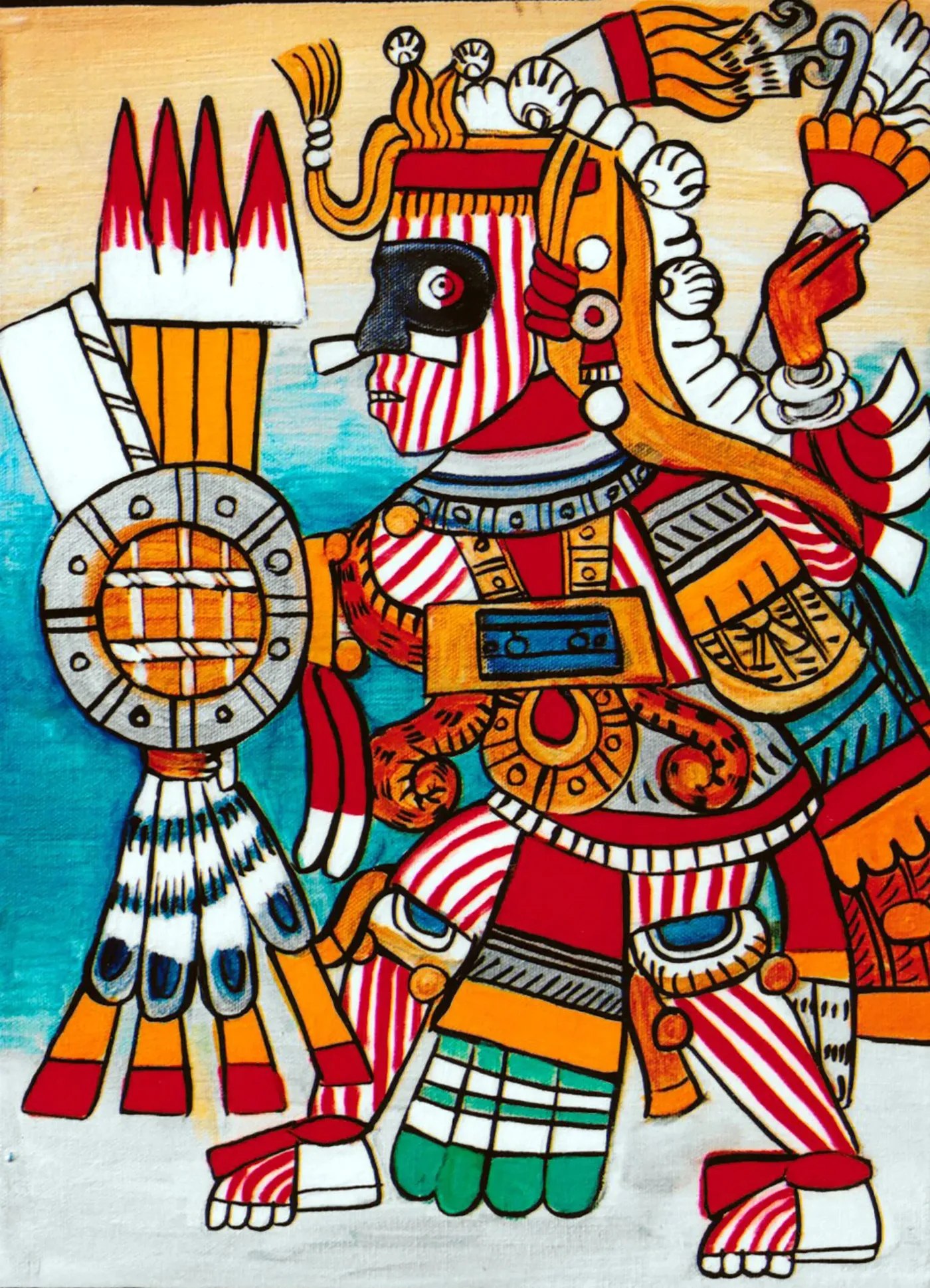 Mixcoatl, Aztec codex-style painting by Sean Levon Nash