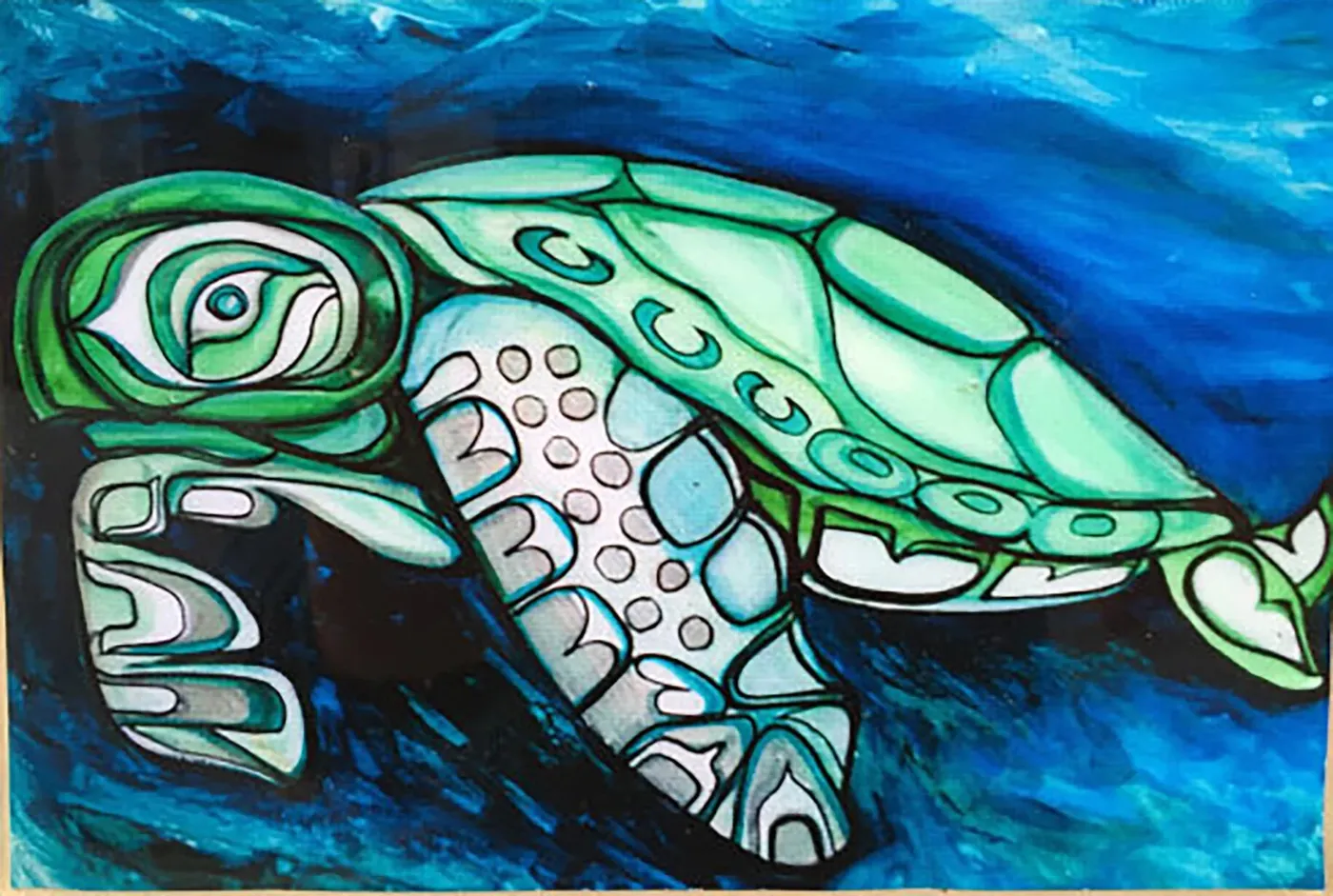 Northwest Coast sea turtle painting by Sean Levon Nash